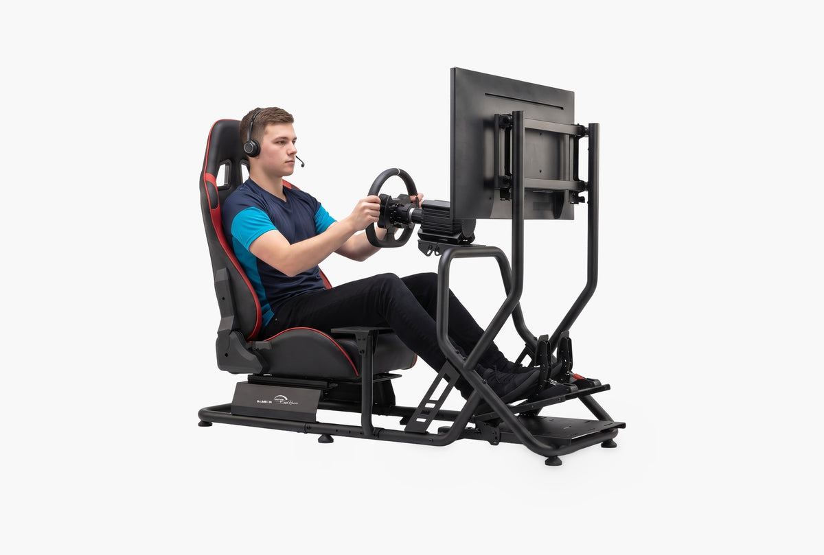 A driver racing on the Pro Super Racer with a monitor on its front uprights